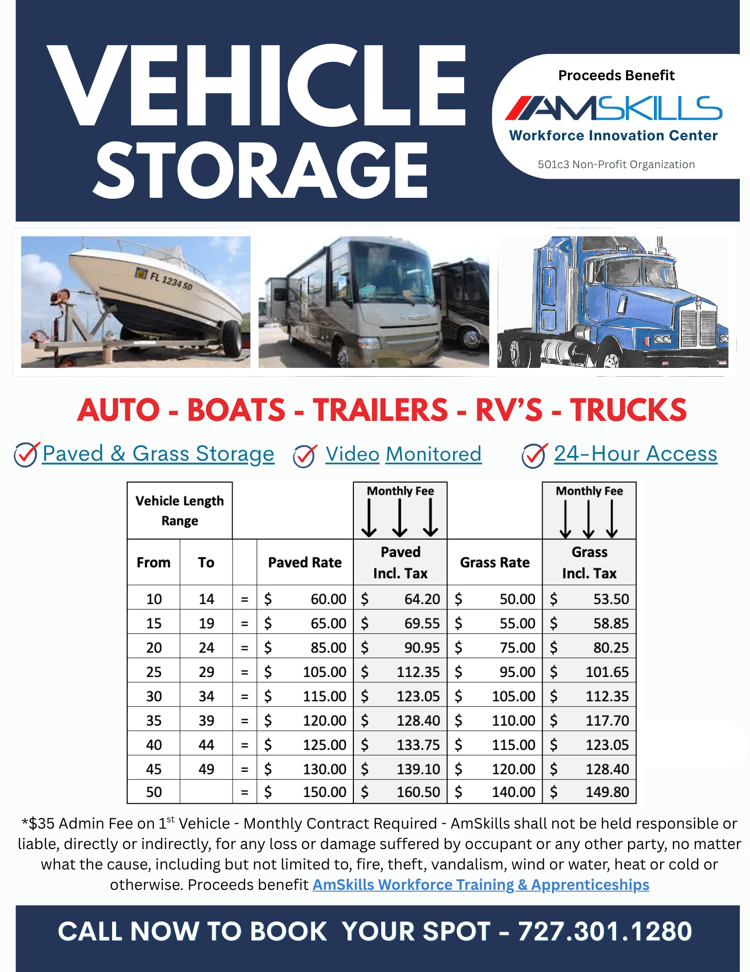 AmSkills Vehicle Storage Rates